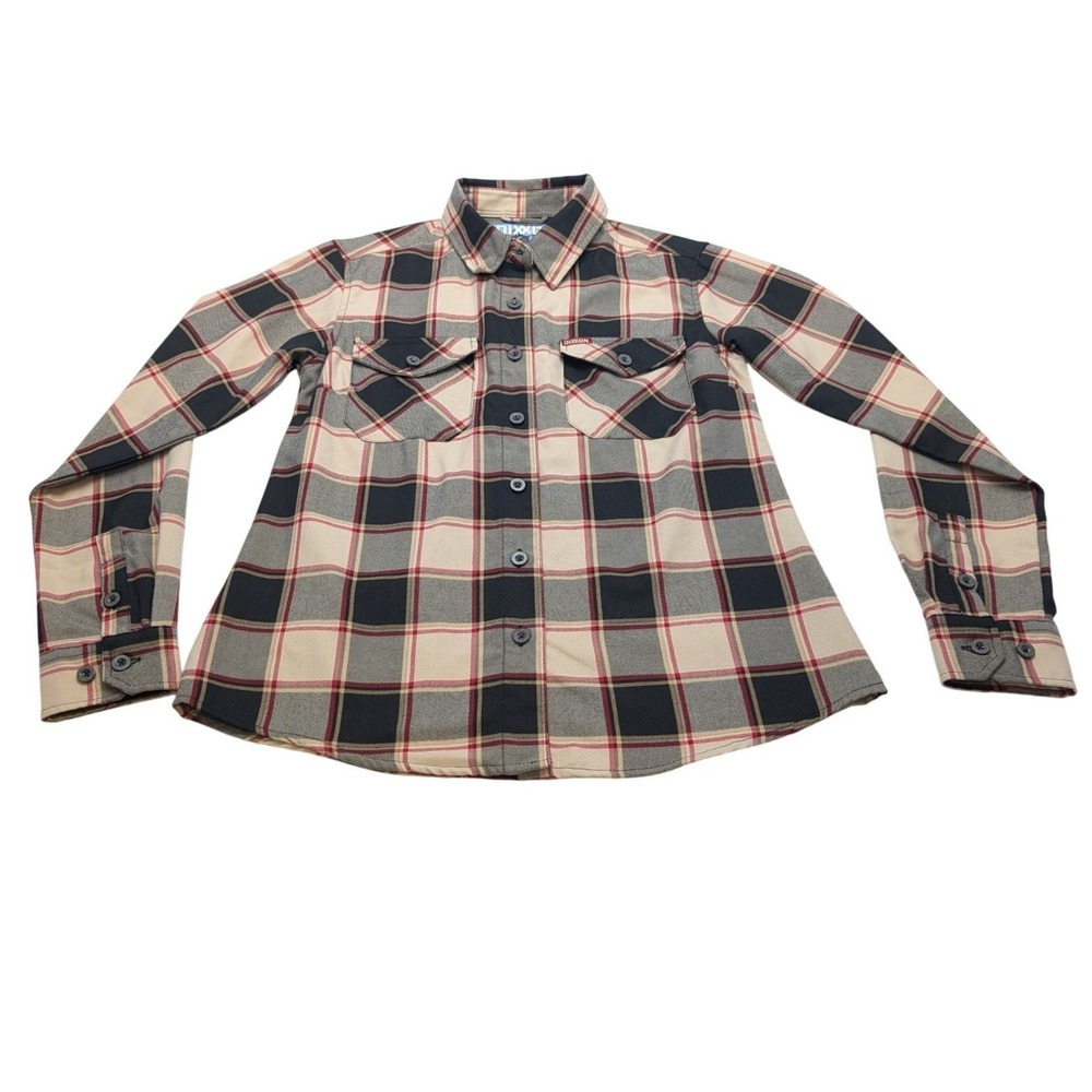 Dixxon Flannel Co The Johnstown Women Medium Tan Black Plaid D-Tech Button Shirt